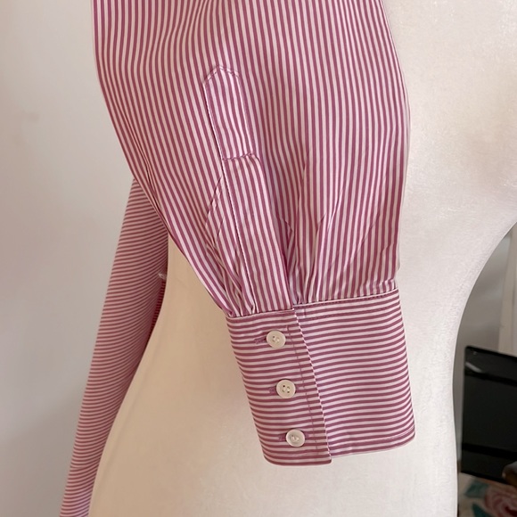 J.CREW Woman’s Crisp Cotton Button Down Pin Striped Shirt Pink/White Size 6 - Picture 7 of 8